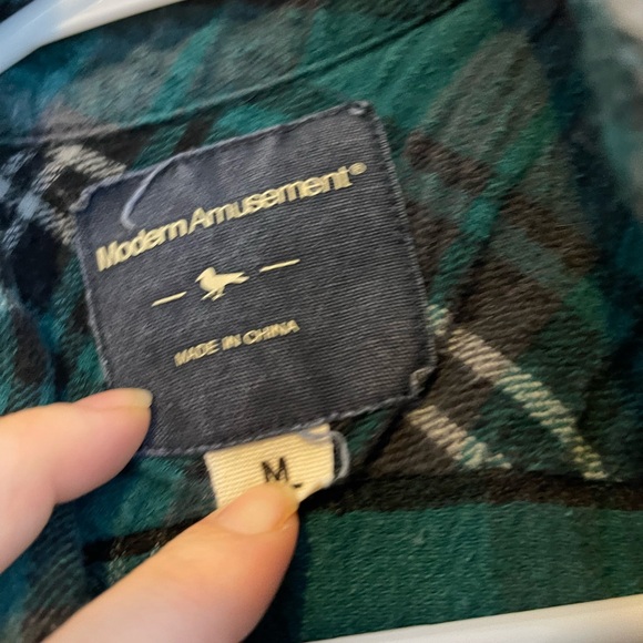 Modern Amusement Teal Plaid Women's Top - Picture 3 of 3